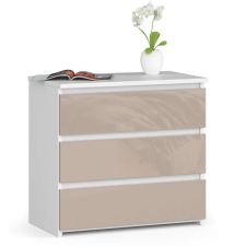 AKORD Furniture Factory Három fiókos Komód P57_60 - fehér-cappuccino fényes bútor