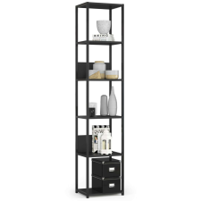 AKORD Furniture Factory Ipari fém könyvespolc, 6 polcos P192_40 - fekete bútor