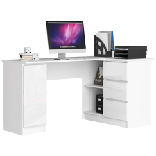 AKORD Furniture Factory Jobbkezes sarok íróasztal P77_155 - fehér fényes íróasztal