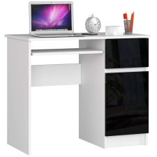AKORD Furniture Factory Jobbkezes számítógépasztal P77_90 - fehér/fényes fekete íróasztal