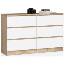 AKORD Furniture Factory Komód K120 6f Clp Sonoma Tölgy / Fehér bútor