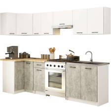 AKORD Furniture Factory Konyhabútor sarokgarnitúra olivia 3m fehér beton bútor