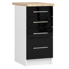AKORD Furniture Factory OLIVIA Fiókos Konyhaszekrény munkalappal P85_40 - fényes fekete bútor