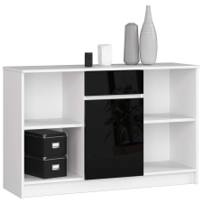 AKORD Furniture Factory Polcos komód P77_120 - fehér/fényes fekete bútor