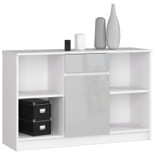 AKORD Furniture Factory Polcos komód P77_120 - fehér/fényes szürke bútor