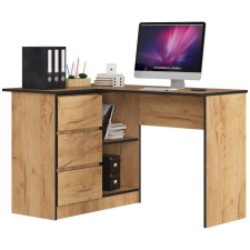 AKORD Furniture Factory Sarokasztal baloldali P77_124,5 - tölgy-fekete íróasztal