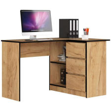 AKORD Furniture Factory Sarokasztal jobboldali P77_124,5 - tölgy-fekete íróasztal