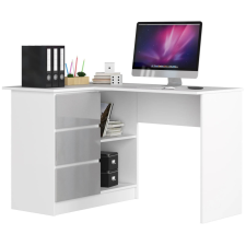 Akord Furniture Sarok íróasztal - Akord Furniture - 124 cm - fehér / magasfényű szürke (bal) íróasztal