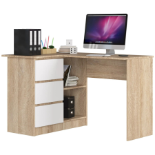 Akord Furniture Sarok íróasztal - Akord Furniture - 124 cm - sonoma tölgy / fehér (bal) íróasztal