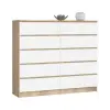 Akord Komód K140 10SZ Diófa Sonoma/Borító Fehér 138x121x40 cm 10 Fiókos Mat Bef. Szekrény