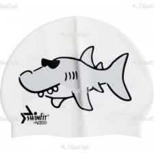 Aktivsport Úszósapka Swimfit cápás fehér úszófelszerelés