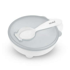 AKUKU fedeles tányér kanállal - fehér babaétkészlet