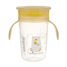  Akuku Tanulópohár szilikon itatócsőrrel, 360°-os, jegesmaci, sárga füllel itatópohár