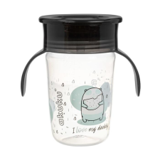  Akuku Tanulópohár szilikon itatócsőrrel, 360°-os, pandamaci, fekete füllel itatópohár