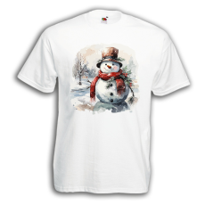  Akvarell Hóember - Karácsonyi Férfi Póló