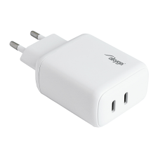 Akyga AK-CH-19 2x USB-C Hálózati töltő - Fehér (40W) mobiltelefon kellék