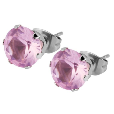 Akzent Sultana – Rózsaszín cirkónia fülbevaló rozsdamentes acél foglalatban (ezüstszínű) fülbevaló