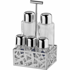 Alessi MSA16 Cactus Üveg Fűszertartó készlet 5 részes - Átlátszó / Ezüst (MSA16) konyhai eszköz