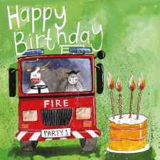 Alex Clark Képeslap Alex Clark borítékkal, 14x14 cm, tűzoltók HBD party kellék