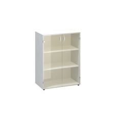 Alfa Office Alfa 500 közepes, széles szekrény, 106,3 x 80 x 45,8 cm, üvegajtóval, fehér mintázat% bútor