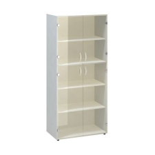 Alfa Office Alfa 500 magas, széles szekrény, 178 x 80 x 45,8 cm, üvegajtóval, fehér mintázat% bútor
