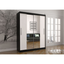Alfaomega Firenze150 tolóajtós, tükrös gardróbszekrény fekete-fehér bútor