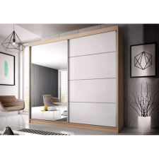 Alfaomega Firenze183 M35 magasfényű ajtó, matt vázas gardróbszekrény tölgy-fehér bútor
