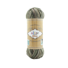 Alize Superwash Artisan - Zöld-barna melír - 9014 rövidáru