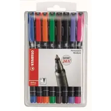  Alkoholos marker, 1 mm, STABILO "OHPen M", 8 különböző szín filctoll, marker