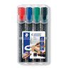  Alkoholos marker készlet, 2-5 mm, vágott, STAEDTLER "Lumocolor® 350", 4 különböző szín