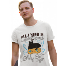  All I need is Video Games and my Cat - Férfi Póló férfi póló
