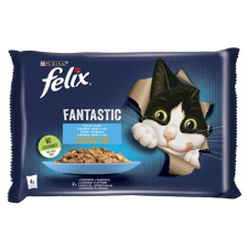 Állateledel alutasakos FELIX Fantastic macskáknak lazac-lepényhal aszpikban 4x85g macskaeledel