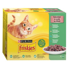  Állateledel alutasakos PURINA Friskies macskáknak marha-csirke-tonhal-tőkehal 12x85g macskaeledel