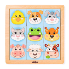 Állatfejes fa kirakó, fa puzzle puzzle, kirakós