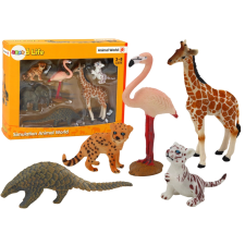 Állatfigurák Készlet - Zsiráf, Flamingó, Elefánt, Tigrisek játékfigura