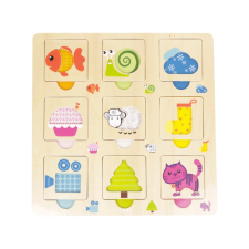  Állatok fa keretes 9 darabos puzzle puzzle, kirakós