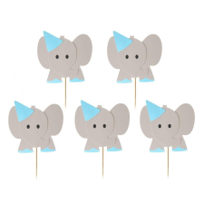 Állatos Blue Elephant, Elefánt díszítő pálca, topper 10 db-os party kellék