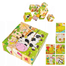  Állatos Fa Kocka Puzzle 6 in 1 barkácsolás, építés