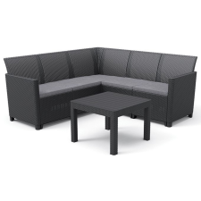 Allibert CLAIRE 5 SEAT MŰRATTAN KERTI SAROKBÚTOR GARNITÚRA, GRAFIT kerti bútor