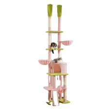  Állítható macskafa torony, 7 szint, tartós faépítés, AMT0221pk, XL macskabútor