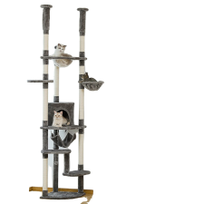  Állítható magasságú macskafa, többszintű, tartós fa, AMT0119gy-hw, XL macskabútor