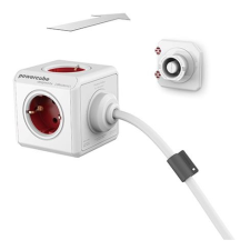 Allocacoc Elosztó, 4 aljzat, 1 rögzítő elem, 3 m kábelhosszúság, ALLOCACOC  PowerCube Extended 3m cable DE hosszabbító, elosztó