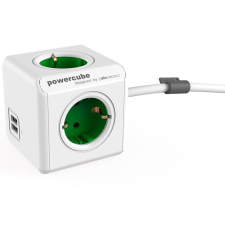 Allocacoc PowerCube Extended USB hálózati elosztó 1.5m fehér-zöld (1402GN/DEEUPC) villanyszerelés
