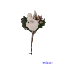  Almás tobozos pick 13cm - Fehér dekorációs kellék