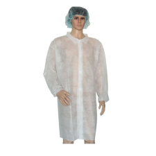Alpha Látogató köpeny egyszerhasználatos PP zipzáros fehér 110x75cm, 24g, XL munkaruha