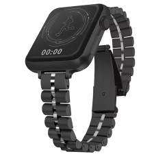 Alphajack Apple Watch 42/ 44/ 45/ 49 mm fém női óraszíj fekete okosóra kellék