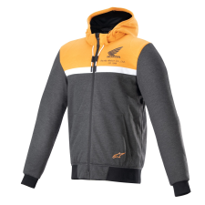 Alpinestars Chrome Street Hoodie Honda kollekció 2024 motoros kabát fekete-szürke-narancssárga motoros kabát