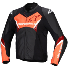 Alpinestars Faster 3 motoros bőrdzseki fekete-fluo piros motoros kabát