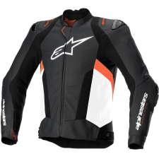 Alpinestars Missile 3 Airflow motorkerékpár bőrkabát fekete-fehér-fluo piros motoros kabát