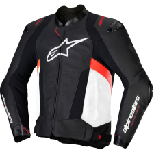 Alpinestars Missile 3 motoros bőrkabát fekete-fehér-fluo piros motoros kabát